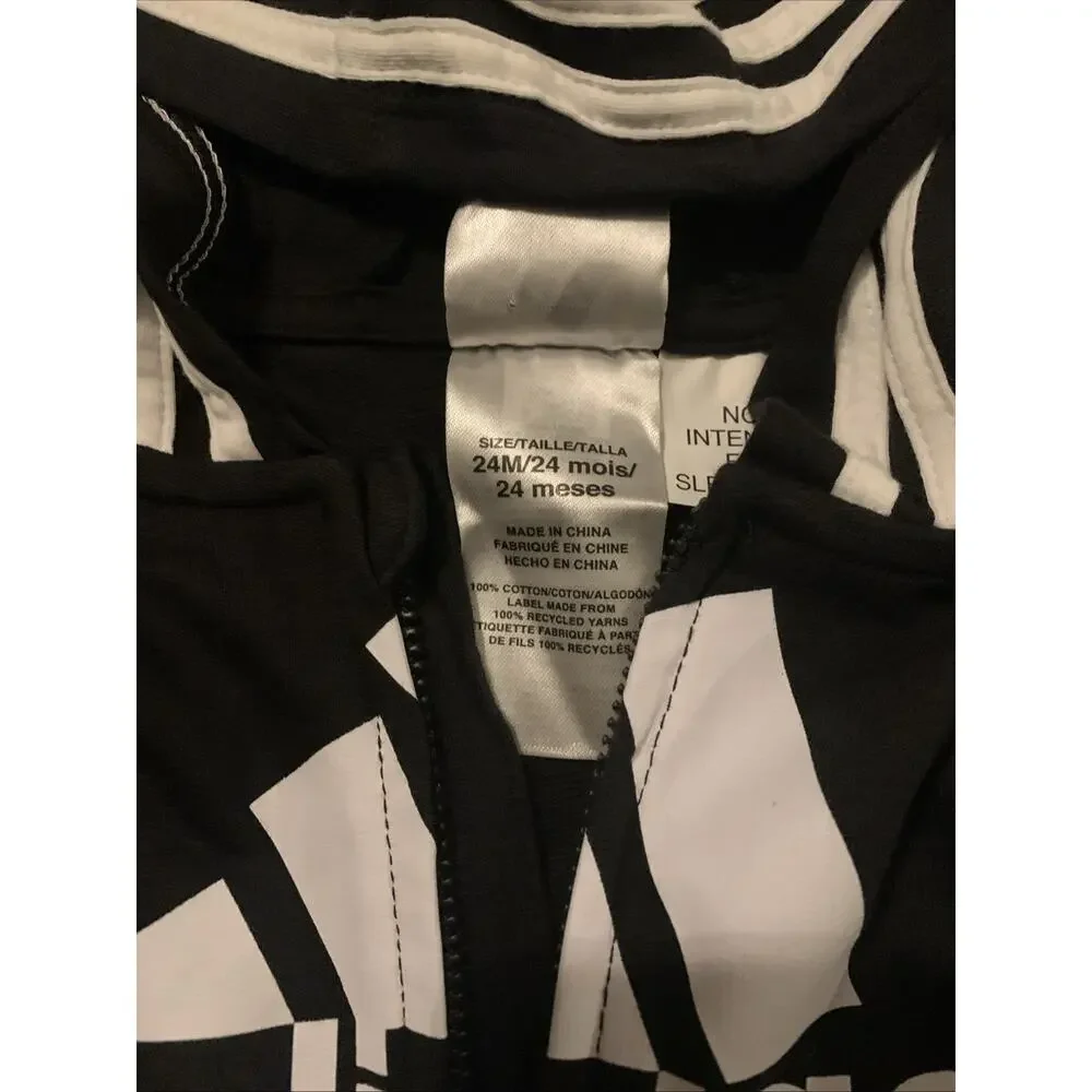 Adidas Baby 24M Black Hooded One Piece Tracksuit Coverall Full Zip NWT